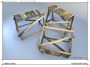 a simple wooden building construction 3D Model