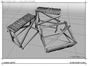 a simple wooden building construction 3D Model