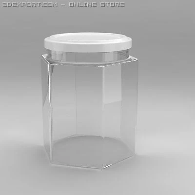 hexagonal jar 3D Model .c4d .max .obj .3ds .fbx .stl .blend