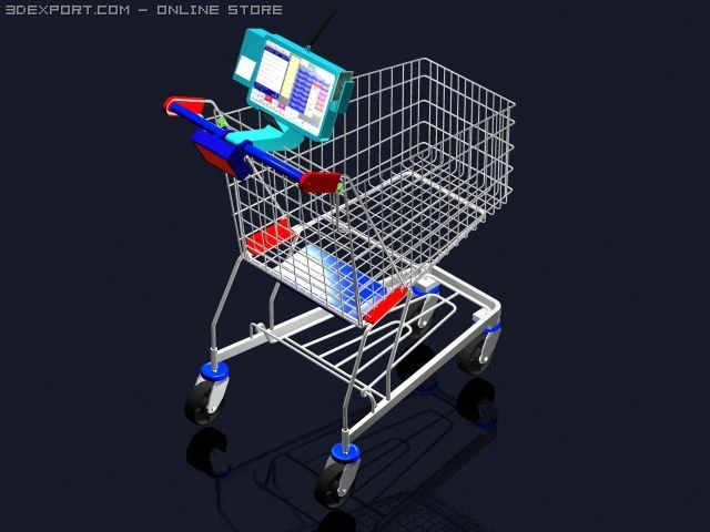 computerized shhoping cart 3D Model .c4d .max .obj .3ds .fbx .stl .blend