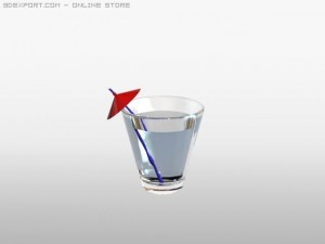 a glass with blue wine 3D Model