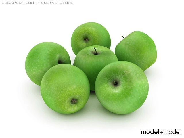 green apples 3D Model .c4d .max .obj .3ds .fbx .stl .blend 