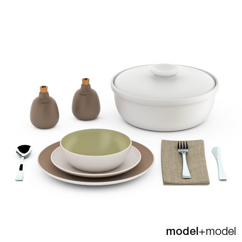 heath ceramics dinnerware and flatware 3D 모델 .c4d .max .obj .3ds .fbx .stl .blend 