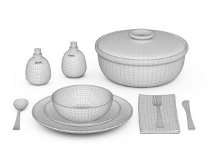 heath ceramics dinnerware and flatware 3D 모델
