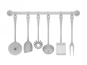 alessi jm19 kitchen cutlery set 3D Model