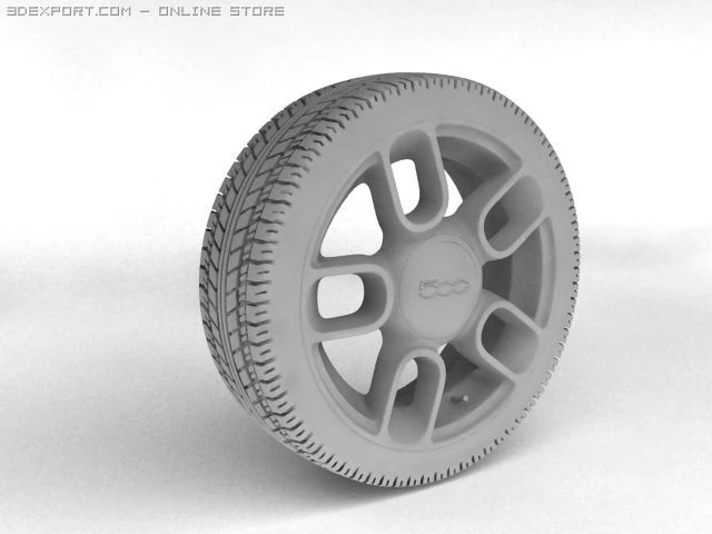 fiat 500 wheel 3D Model .c4d .max .obj .3ds .fbx .stl .blend 
