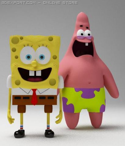 sponge bob and patrick 3D मॉडल .c4d .max .obj .3ds .fbx .stl .blend 