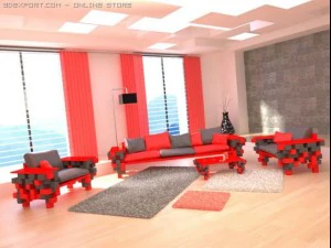 コーチテーブル肘掛け椅子 3Dモデル