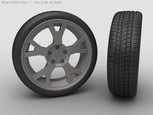 3d model of a tire with a disk 3D Model .c4d .max .obj .3ds .fbx .stl .blend 