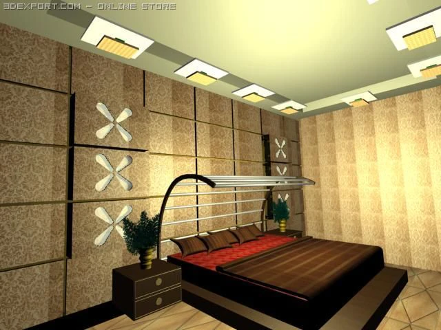 bedroom 3D Model .c4d .max .obj .3ds .fbx .stl .blend 