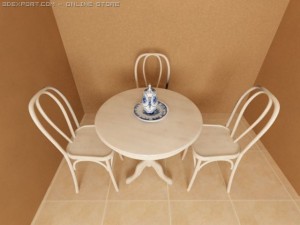 cofee table and chairs 3D-Modell