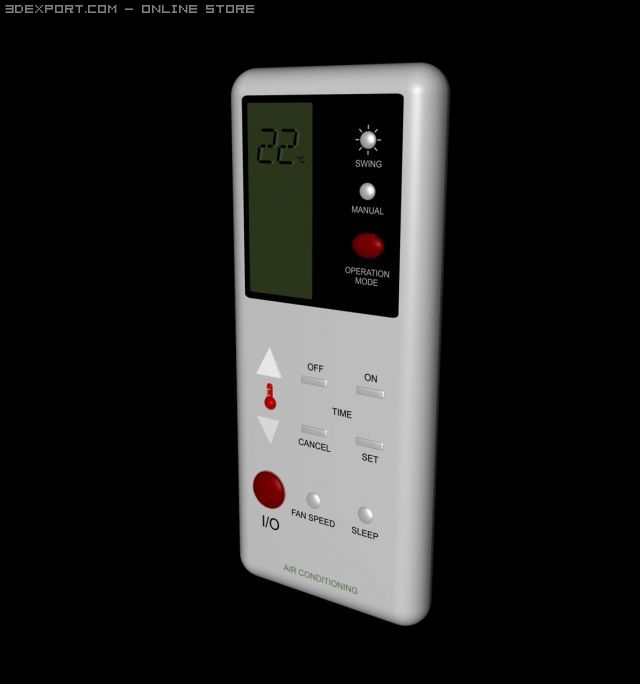 air conditioner remote control Modello 3D .c4d .max .obj .3ds .fbx .stl .blend 
