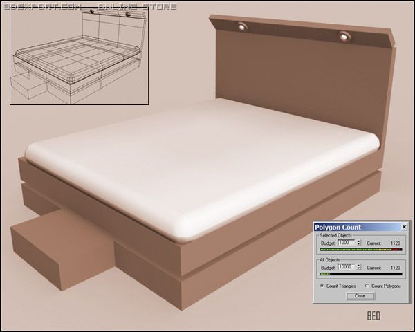 bed 3D 模型 .c4d .max .obj .3ds .fbx .stl .blend 