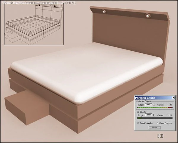 bed 3D Model .c4d .max .obj .3ds .fbx .stl .blend 