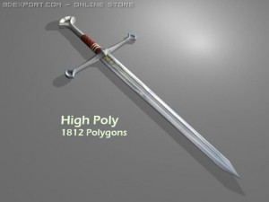 medieval long sword game ready with 3 lods 3D Model