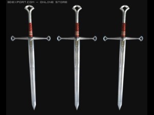 medieval long sword game ready with 3 lods 3D Model
