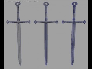 medieval long sword game ready with 3 lods 3D Model