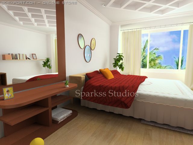 bed room 3D Model .c4d .max .obj .3ds .fbx .stl .blend