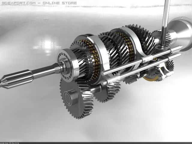 Automobile Manual Transmission mechanism Gearbox 3D Model in Parts of