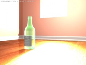 empty wine bottle roundhill Modelo 3D