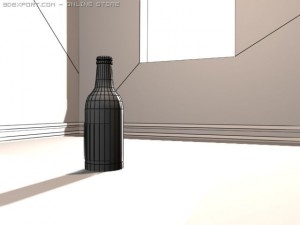 empty wine bottle roundhill 3D Model