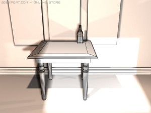 wooden table with a glass centre 3Dモデル