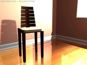 cadeira de madeira e couro Modelo 3D