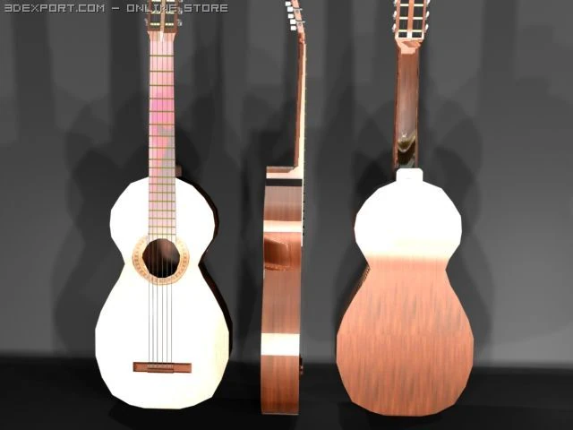 acoustic guitar 3D Model .c4d .max .obj .3ds .fbx .stl .blend