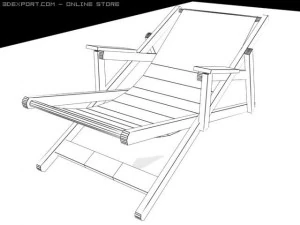 beach deck chair 3D Model