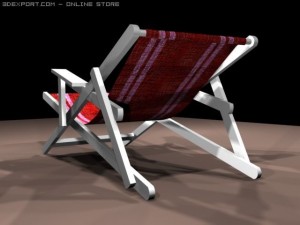 beach deck chair in red 3D Model