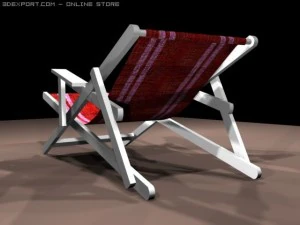 beach deck chair in red 3D Model