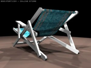 beach deck chair in blue 3D Model