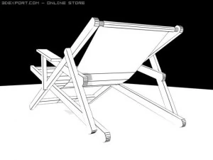 beach deck chair in blue 3D Model