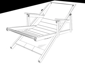 beach deck chair in blue 3D Model
