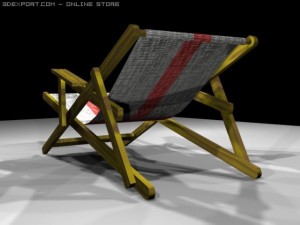 beach deck chair england 3D Model