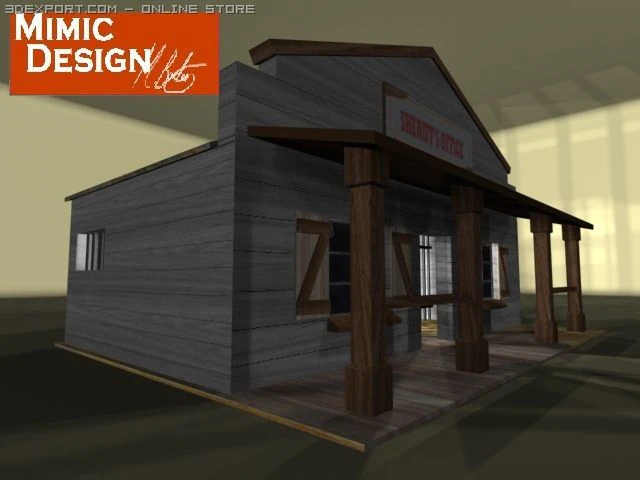 शेरिफ कार्यालय पुरानी पश्चिमी शैली 3D मॉडल .c4d .max .obj .3ds .fbx .stl .blend 
