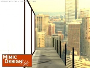 living room design in the city 3D Model