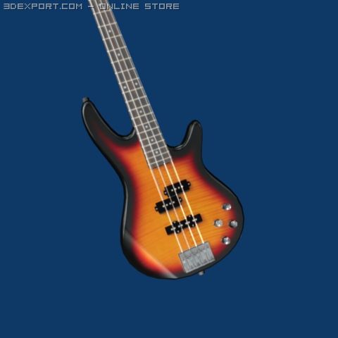 electric bass guitar 3D Model .c4d .max .obj .3ds .fbx .stl .blend 