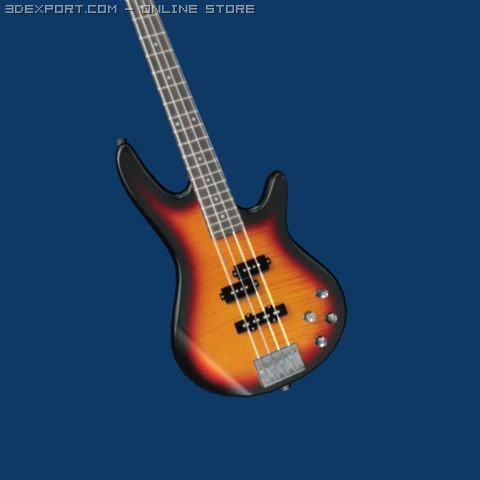 electric bass guitar 3D Model .c4d .max .obj .3ds .fbx .stl .blend 