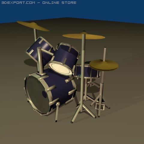 5 piece drum kit Modelo 3D .c4d .max .obj .3ds .fbx .stl .blend 