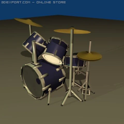 5 piece drum kit 3D Model .c4d .max .obj .3ds .fbx .stl .blend 