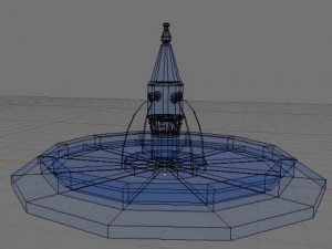 italian fountain in twilight new moon 3Dモデル
