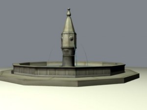 italian fountain in twilight new moon 3Dモデル