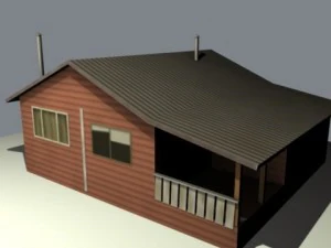 небольшой загородный дом в сумерках в новолуние 3D Модель