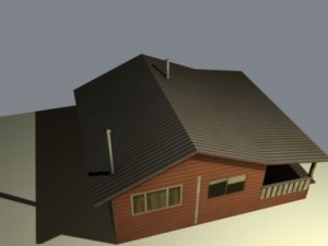 small country house in twilight new moon 3D Model