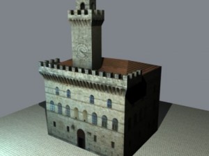 italian clock tower in twilight new moon 3D Model