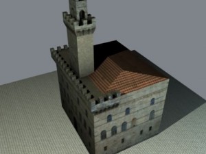 italian clock tower in twilight new moon 3D Model
