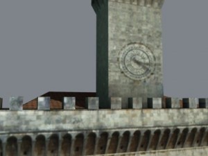 italian clock tower in twilight new moon 3D Model