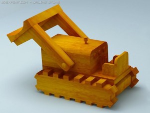 wood toy bulldozer Model 3D