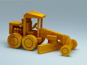3d model of wood toy road grader Modelo 3D